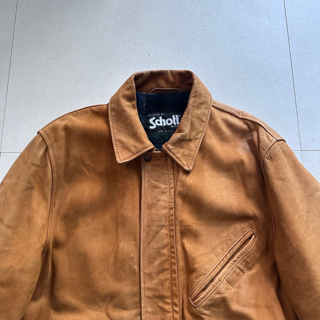 80s 쇼트 Schott 빈티지 스웨이드 가죽 자켓 38 USA MADE 상품이미지2