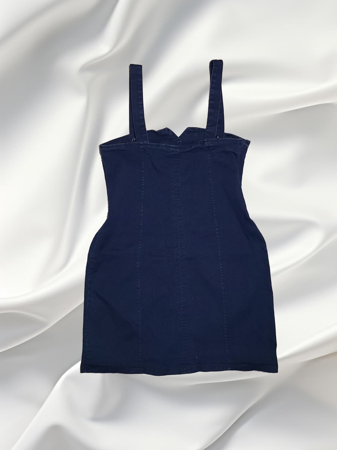 [핏보장] 딥네이비 버튼 뷔스티에 미니 원피스 (끈길이조절/슬림핏) 상품이미지2