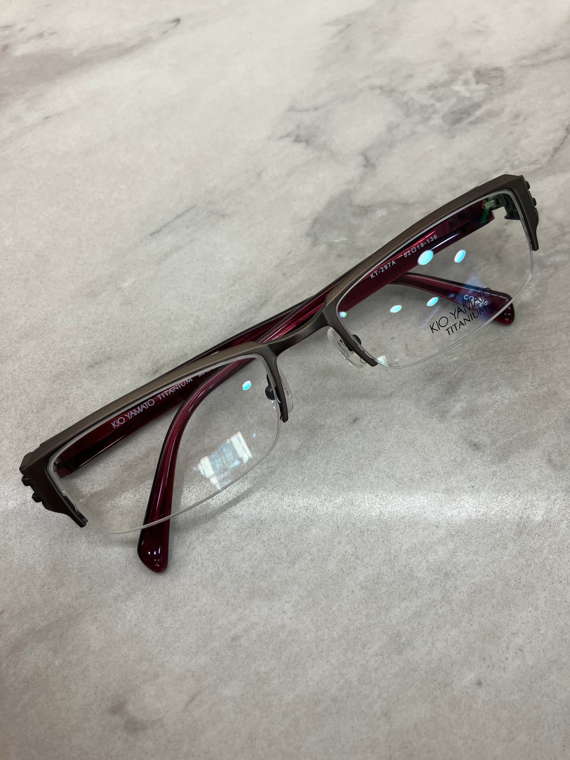 키오 야마토 KIO YAMATO 브론즈 스틸 스퀘어 반무테 안경 상품이미지1