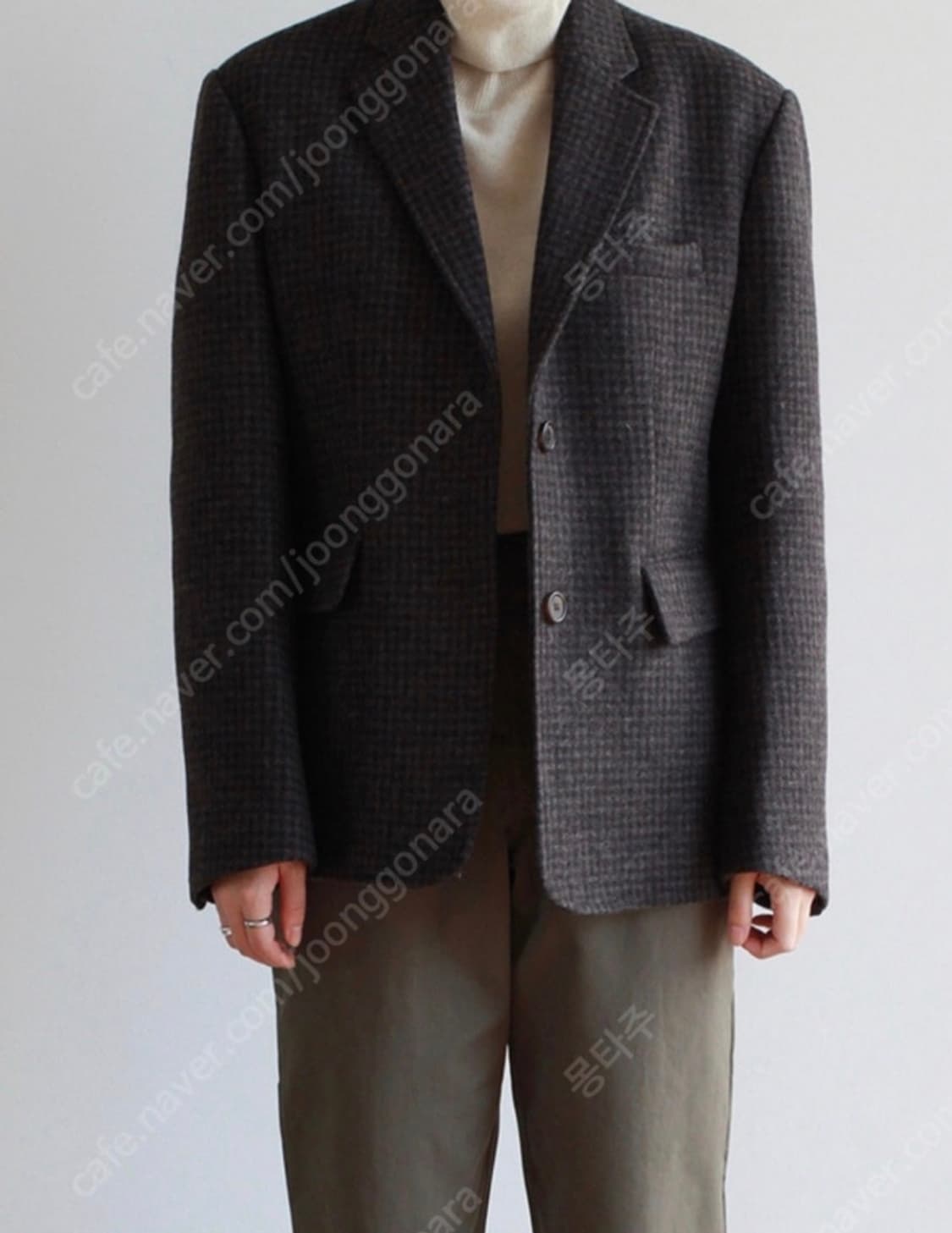 아베크모아이 체크 울 자켓 상품이미지3