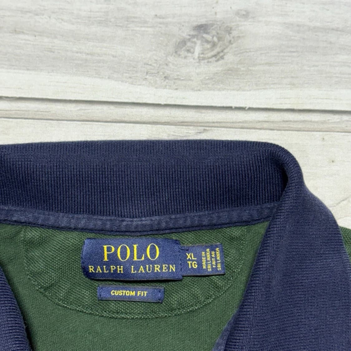 폴로 랄프로렌 사선 배색 트리플 포니 카라티 그린 네이비 상품이미지3