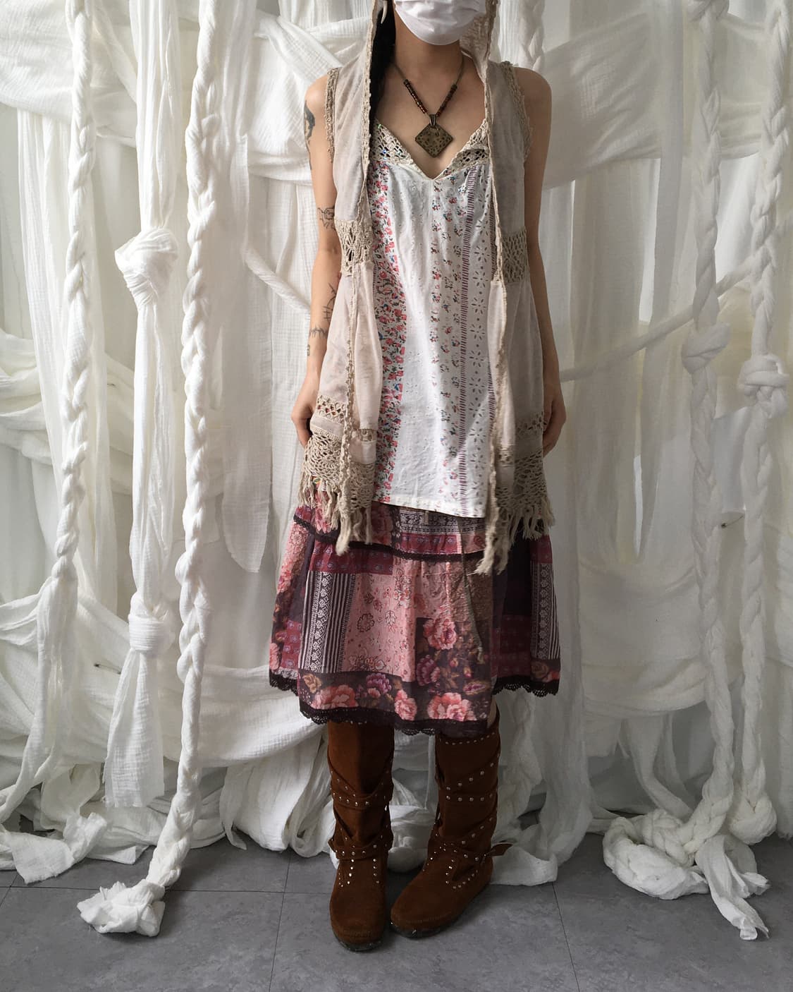 Fringe crochet layer hood open vest 상품이미지8
