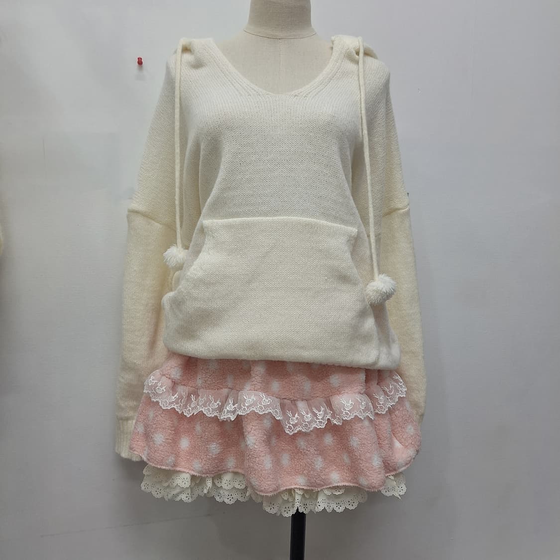 마카롱 스커트 핑크 갸루 히메갸루 라떼갸루 러블리 도트 큐롯 상품이미지3