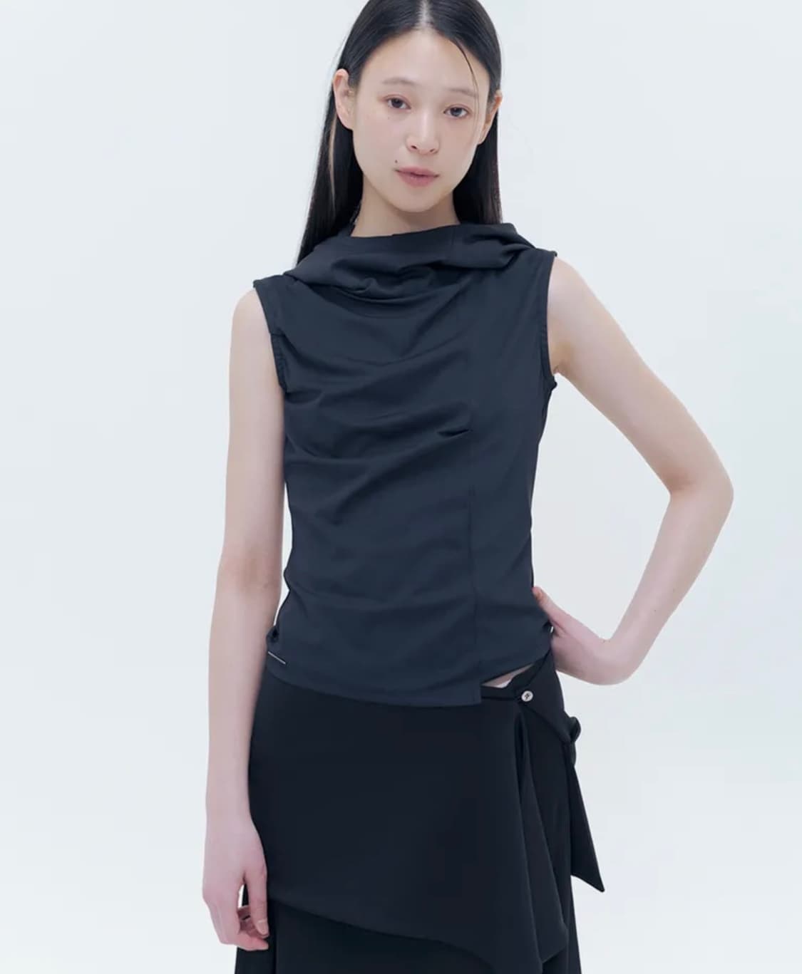 미세키서울 코울넥 핀턱 후드 슬리브 상품이미지1