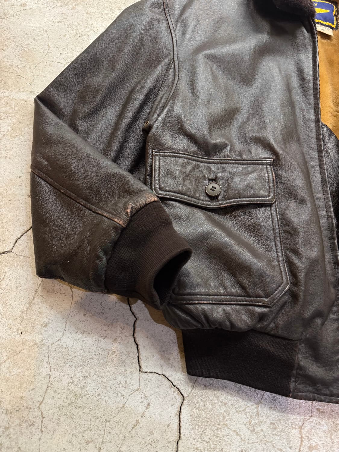 90s Airborne 라이닝 레더 플라이트 자켓 상품이미지5