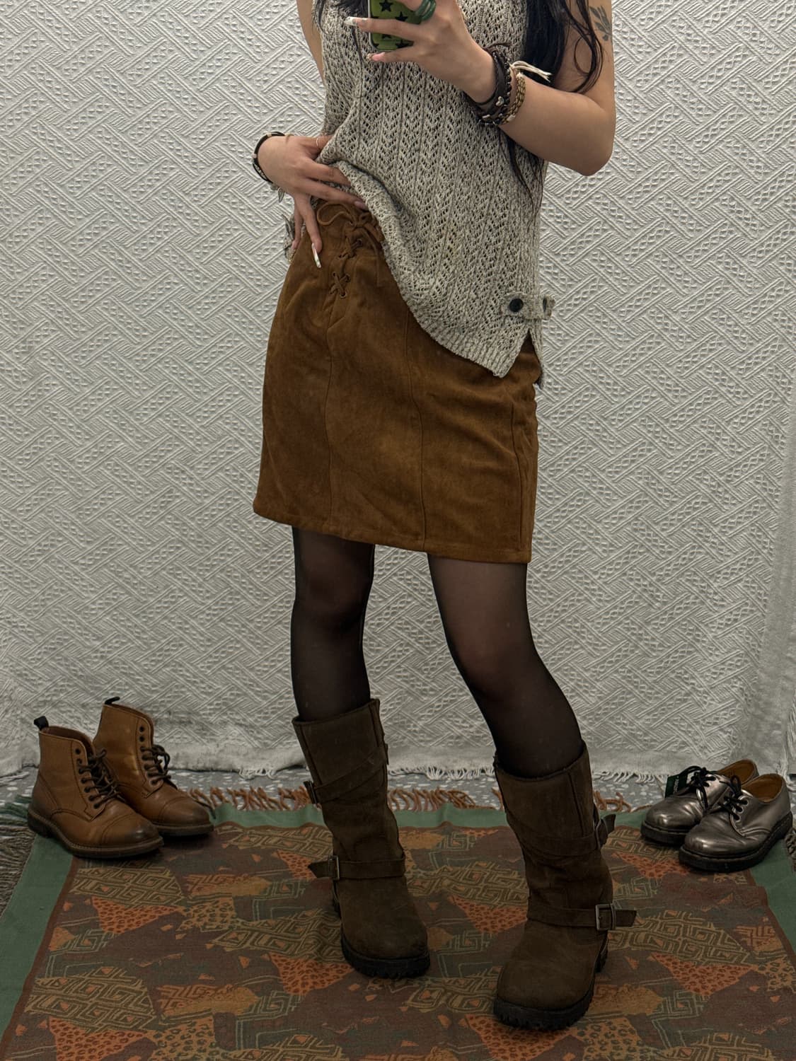 빈티지 코지 모리걸 러블리 캐주얼 코르셋 리본 미니스커트 K0143 상품이미지2