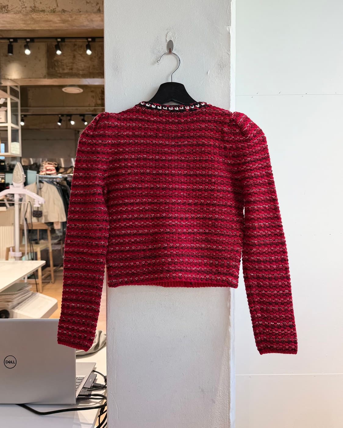 셀프 포트레이트 레드 트위드 니트 크롭 가디건  상품이미지7