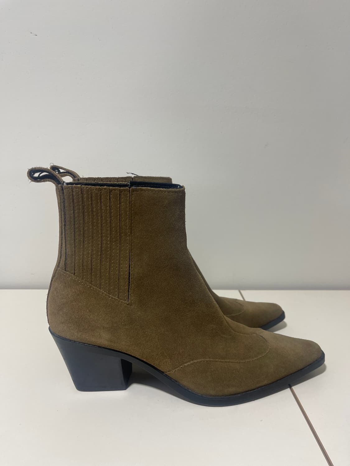 자라 스웨이드 웨스턴 앵클 부츠 브라운 38 상품이미지3