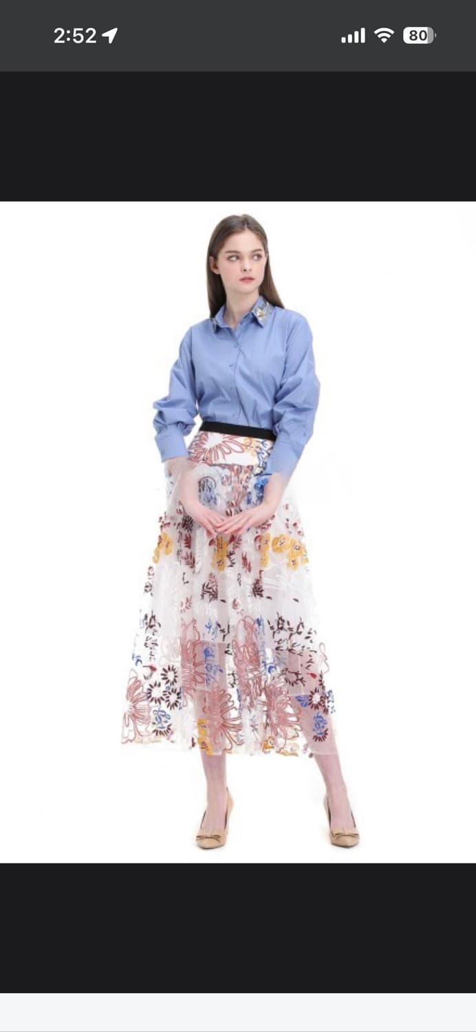 MICHAA 미샤 비즈 카라 블라우스 상품이미지1