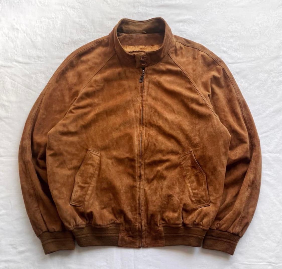 빈티지 브라운 스웨이드 해링턴 바라쿠라 G9 가죽 자켓 상품이미지1