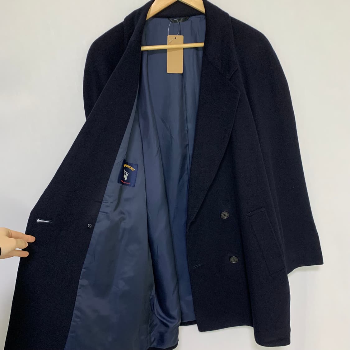 jpn 일본 빈티지 네이비 더블 버튼 하프코트 캐시미어 100% 상품이미지4