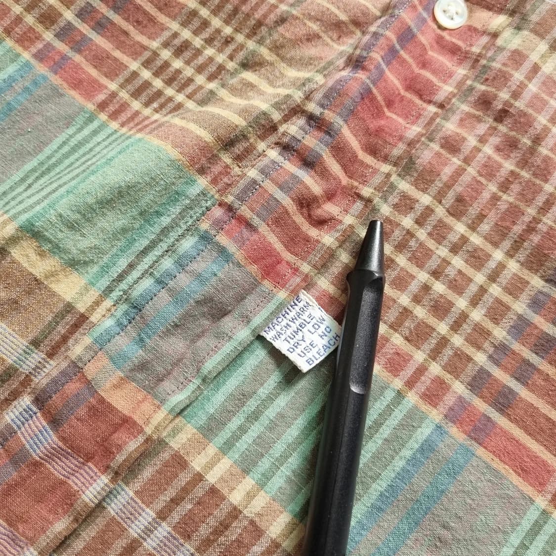 70s USA 폴로 랄프로렌 마드라스 체크 셔츠 L sz 상품이미지4