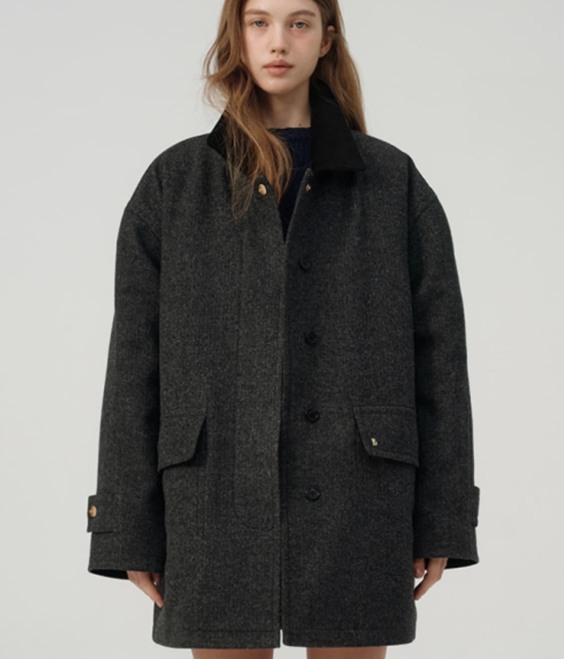 Corduroy collar herringbone short coa 상품이미지2