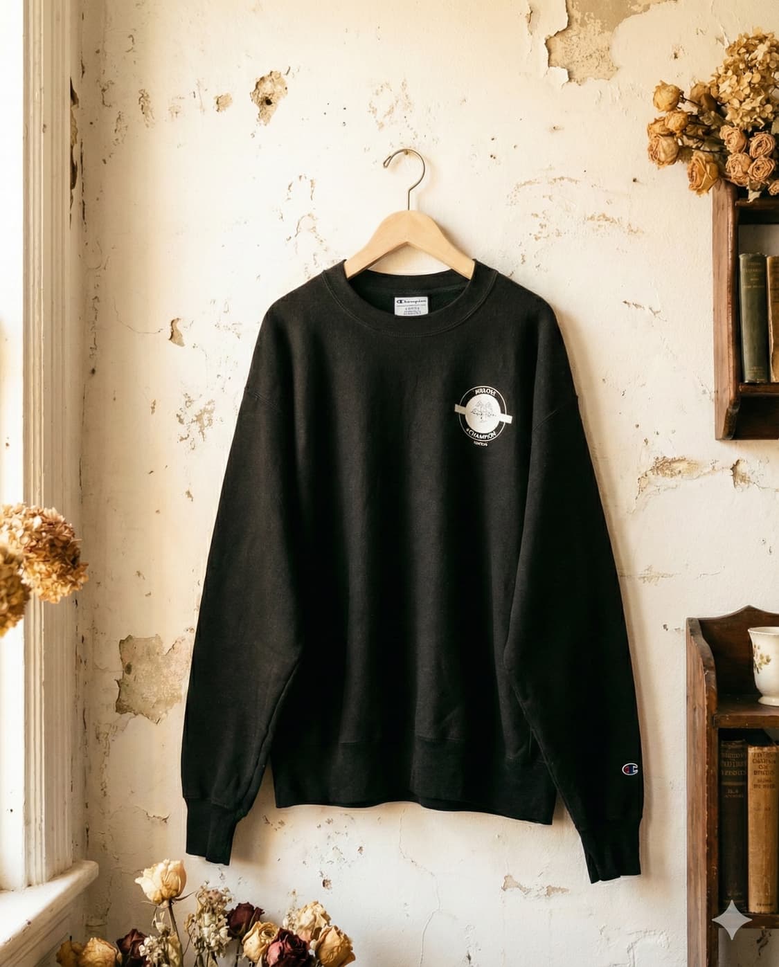 Champion(챔피언) 블랙 스웻셔츠 상품이미지1