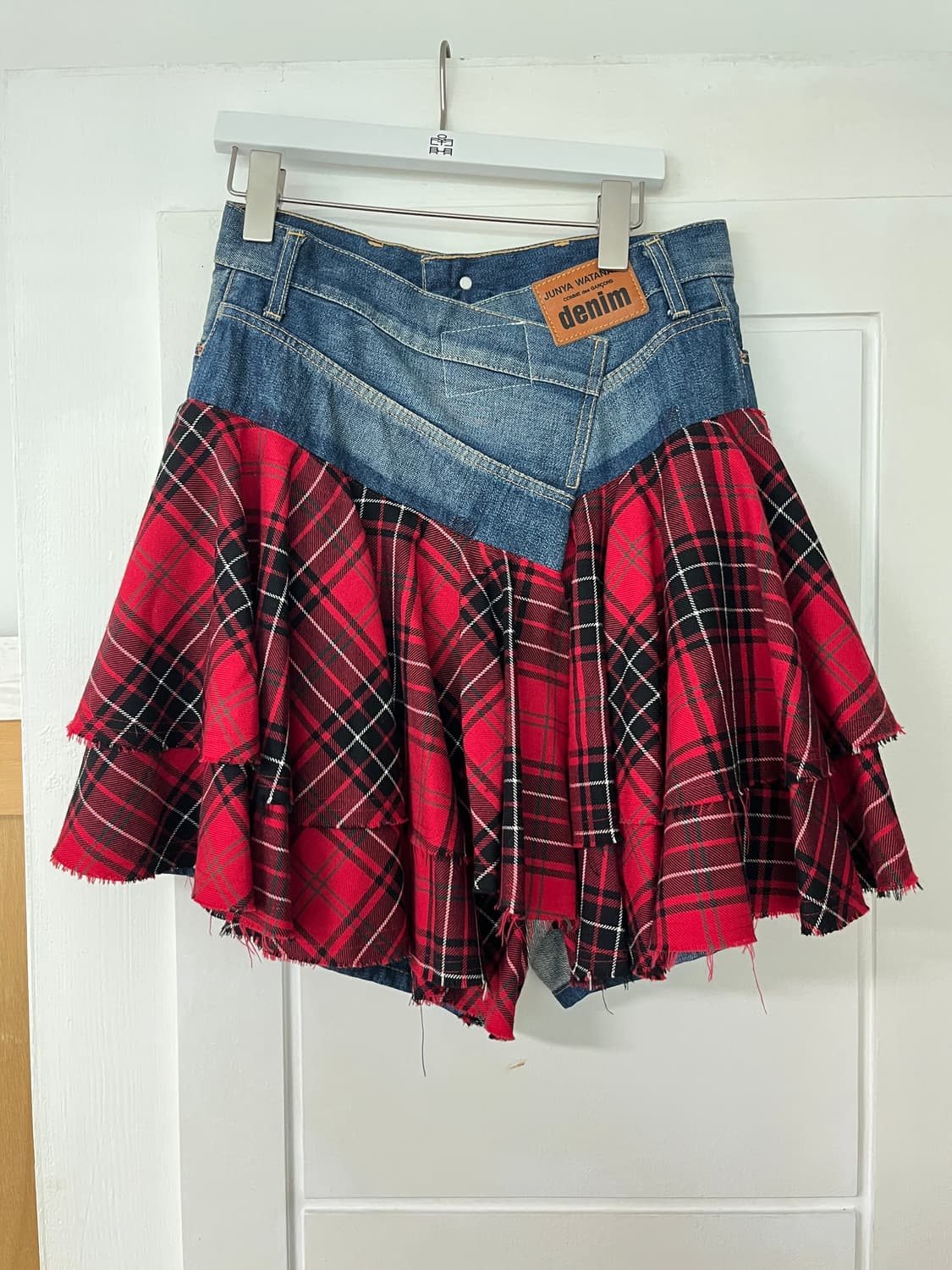 준야와타나베 꼼데가르송 체크 데님 스커트 상품이미지5