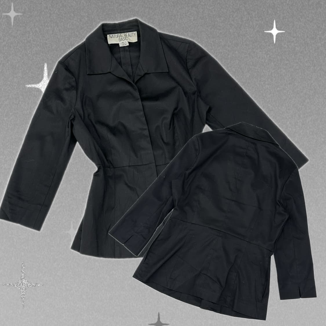 지뢰계 고스로리 공겜여주 라인 네이비 7부 자켓 블레이저 카라 상품이미지1