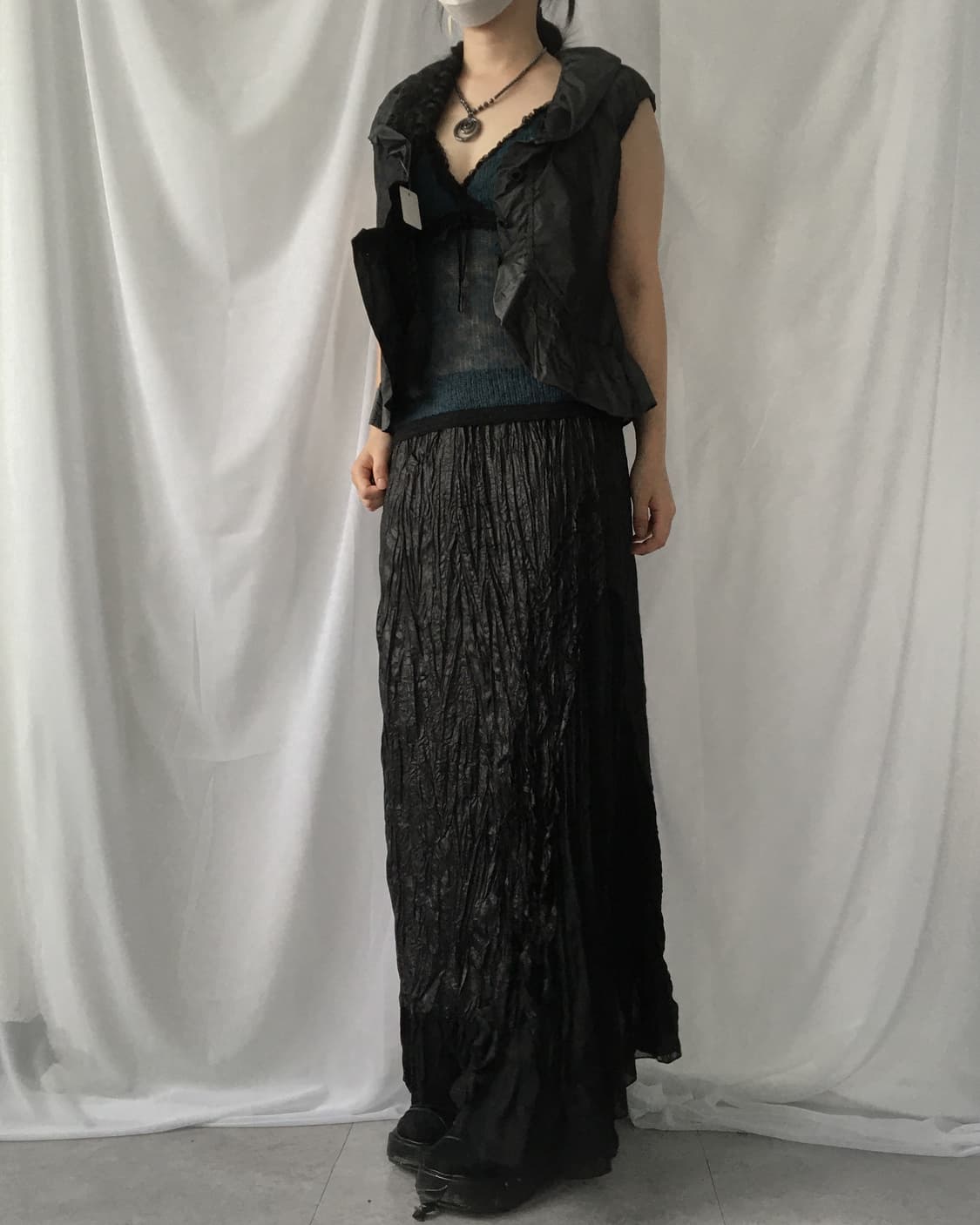 Side layer point pleats long skirt 상품이미지7