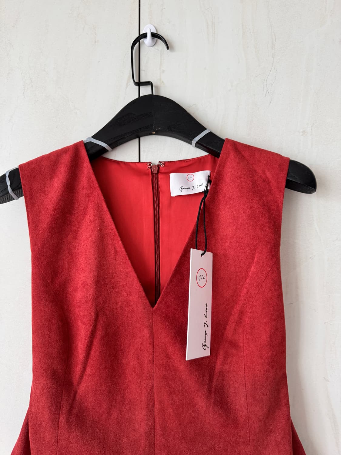 새상품 George J. Love 레드 V넥 원피스 38(44,55사이즈 상품이미지6