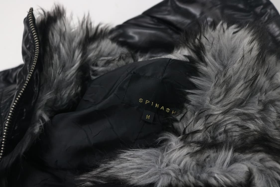 SPINASH 스피나쉬 블랙 글로시 퍼 트리밍 패딩 베스트 (M) 상품이미지10