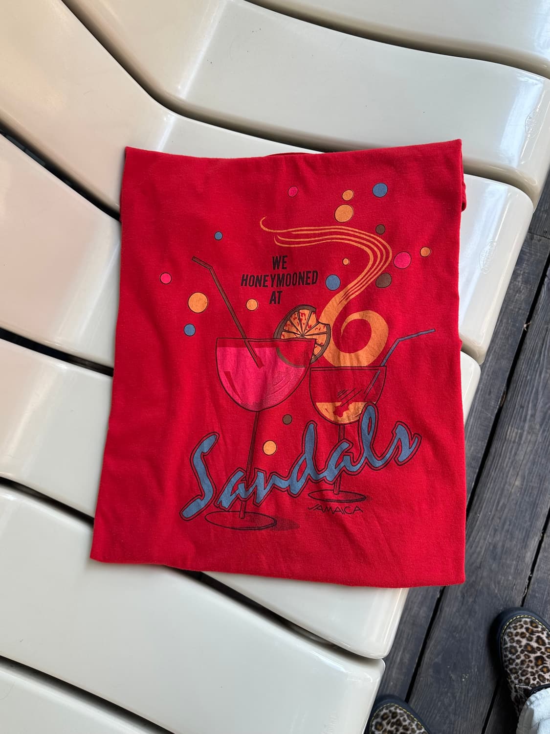 90‘s Jamaica sandals logo print cottn T 상품이미지1