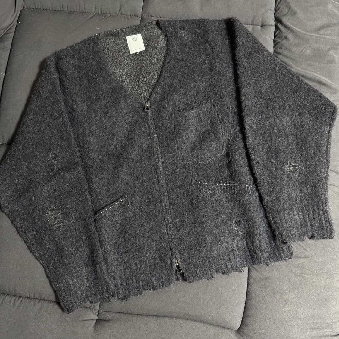 4) 폴리테루 모헤어 집 가디건 블루차콜 상품이미지3