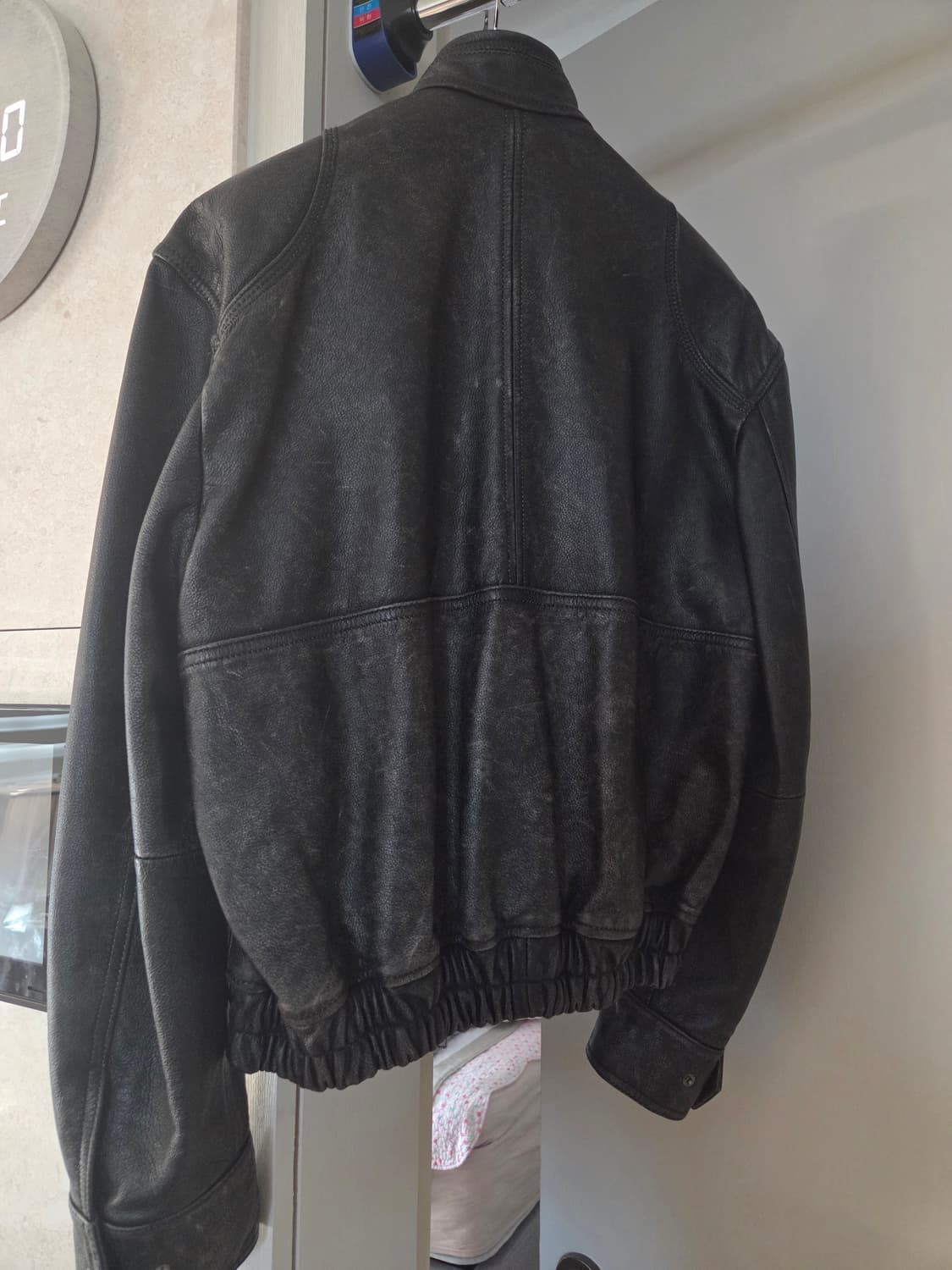 엘무드 스모커 카우하이드 바이커 레더 자켓 번트 블랙 상품이미지5