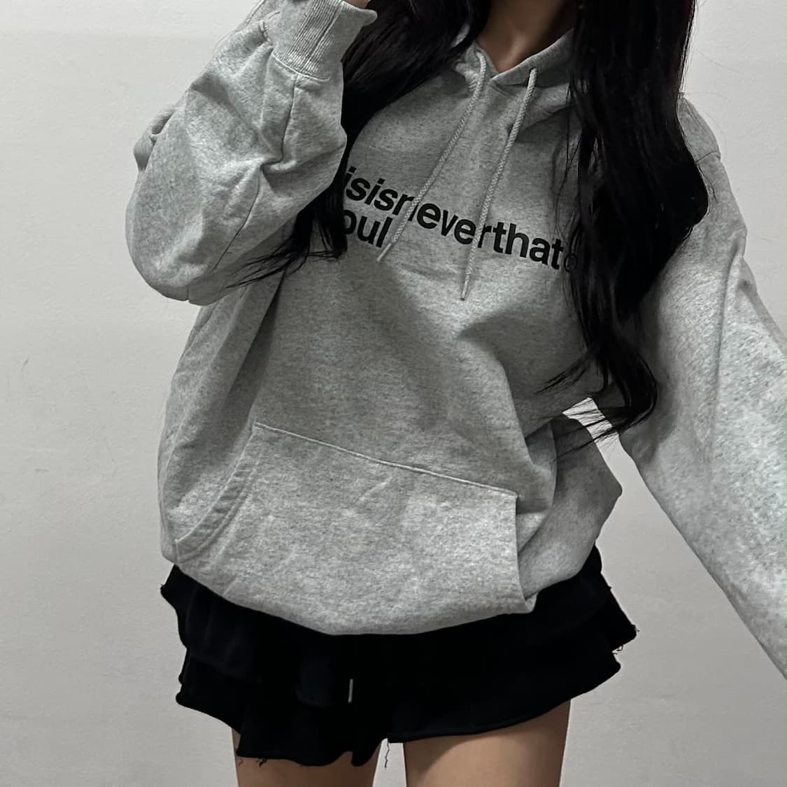디스이즈네버뎃 T로고 그레이 스웻 셔츠 후드티(L) 상품이미지2