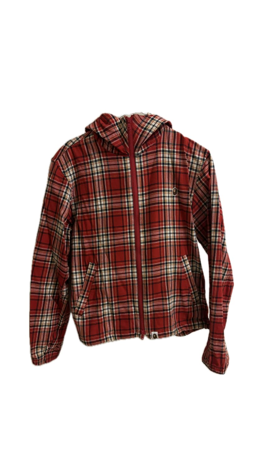 [희귀✨]베이프 체크 집업 레드 자켓 상품이미지1