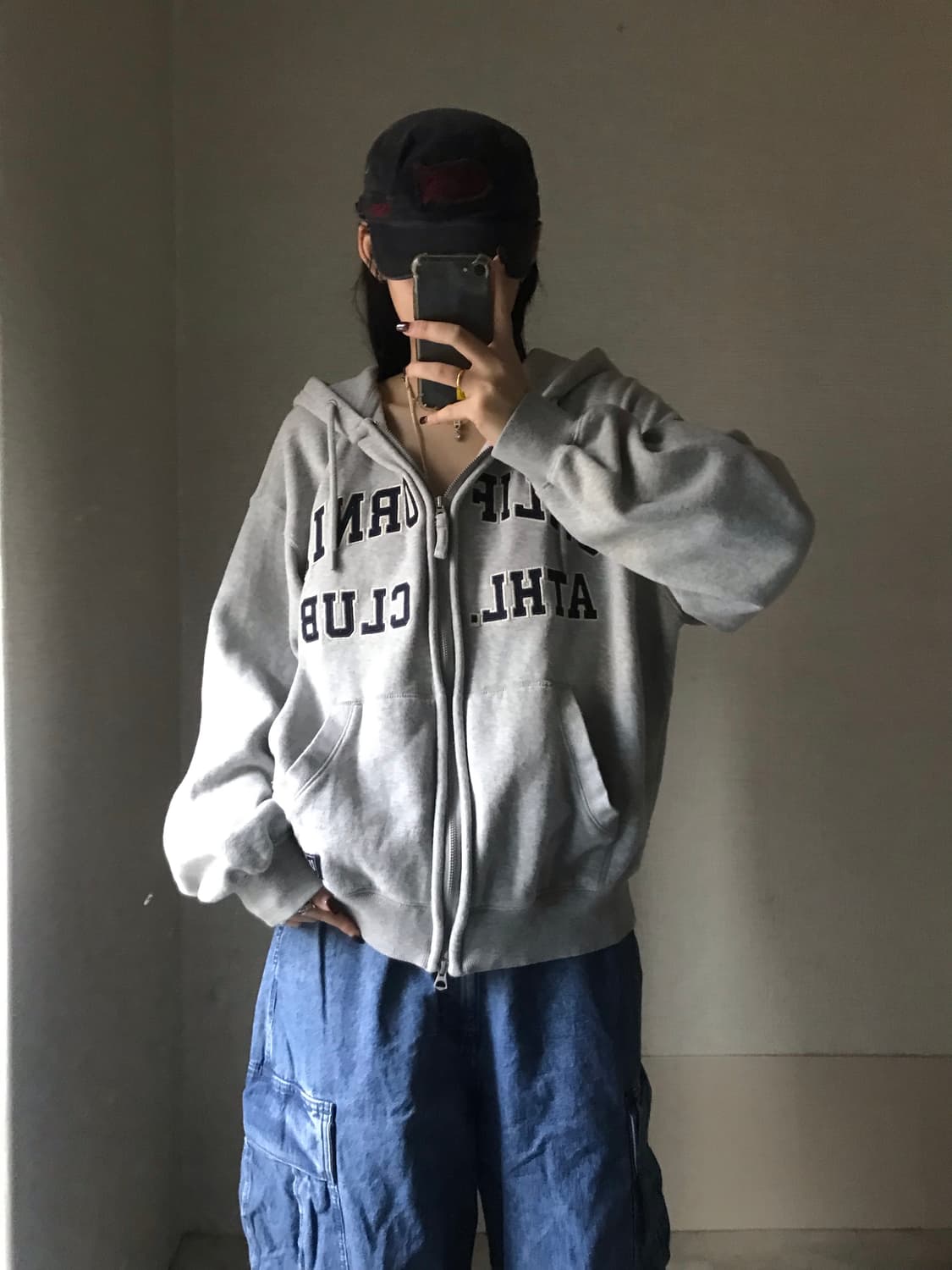 후아유 그레이 오버핏 후드집업 상품이미지2