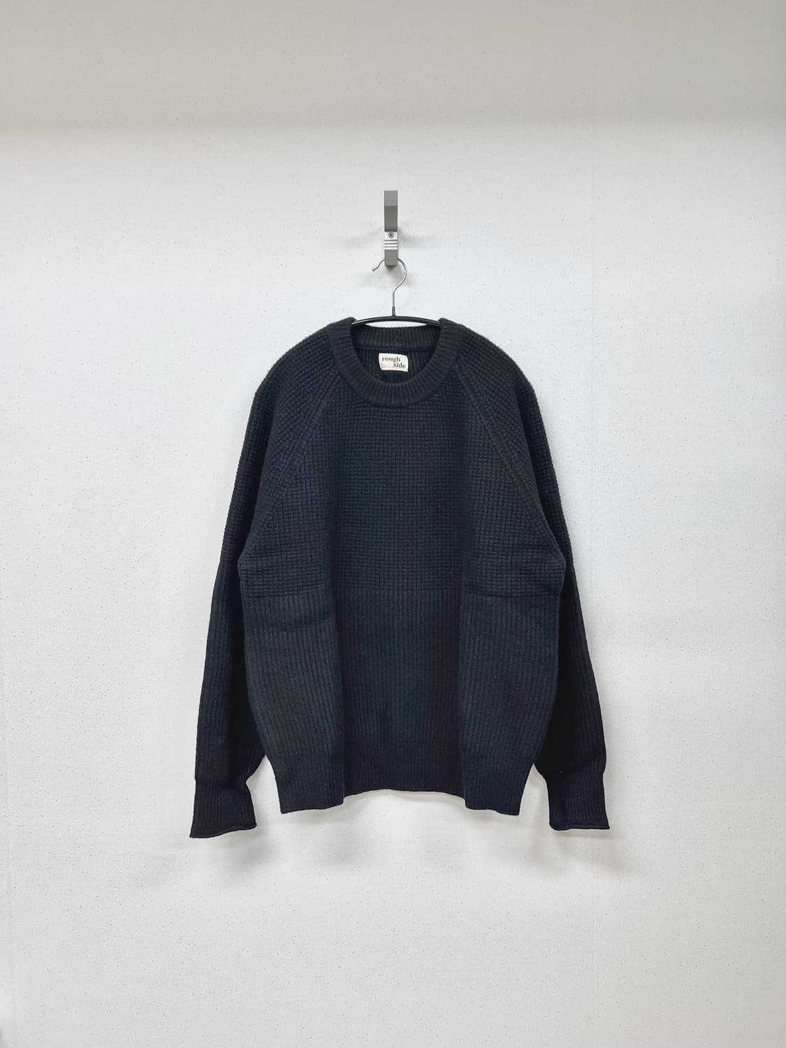 (KR/2) 러프사이드 피셔맨 니트 멜란지 블랙 상품이미지1