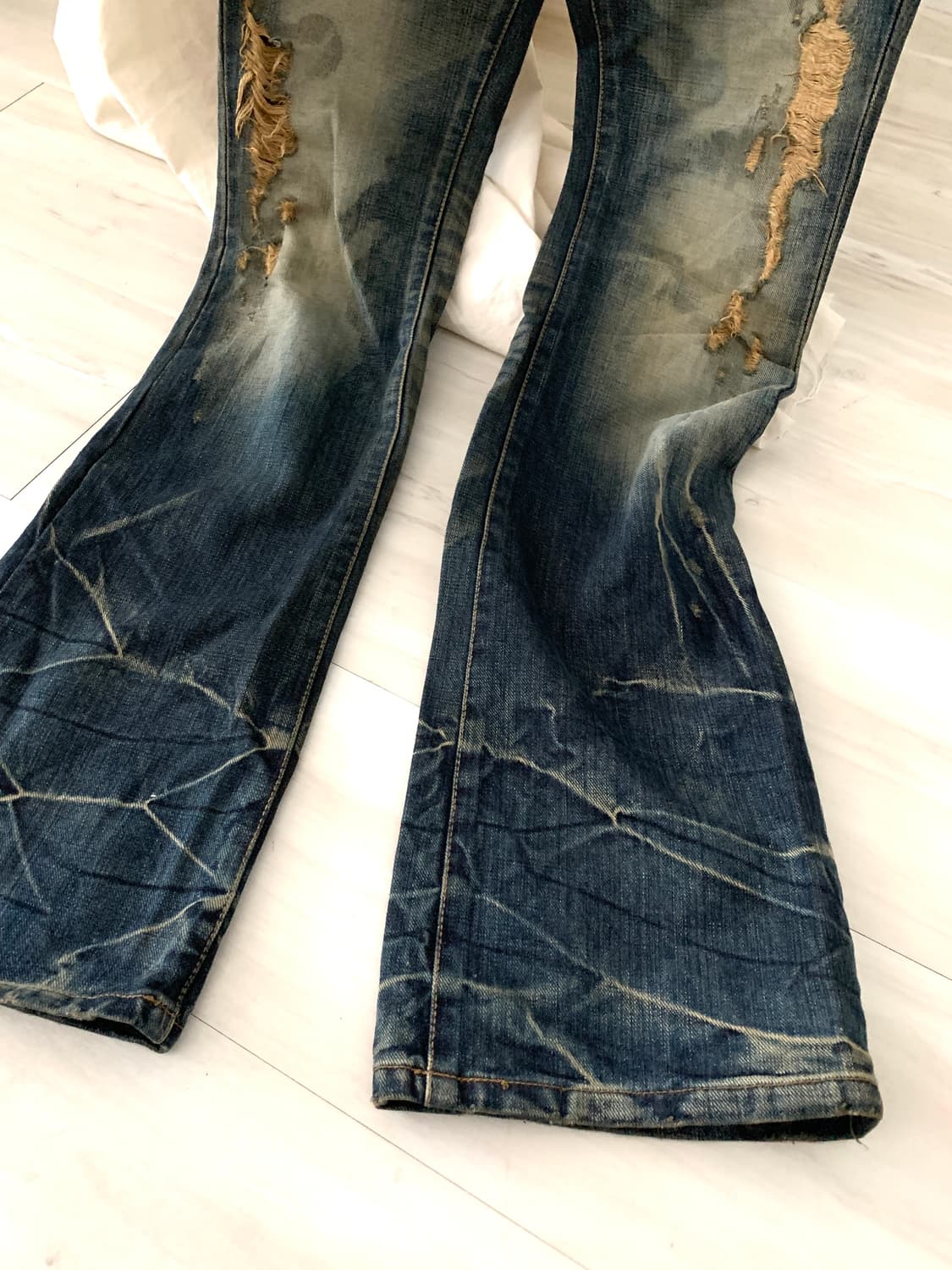 Y2K distressed washed bootcut pants 상품이미지4