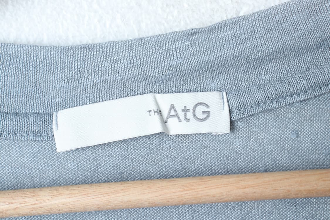 W(L) A+G 엣지 반팔 티셔츠 브이넥 연블루 린넨 마-H33414 상품이미지5