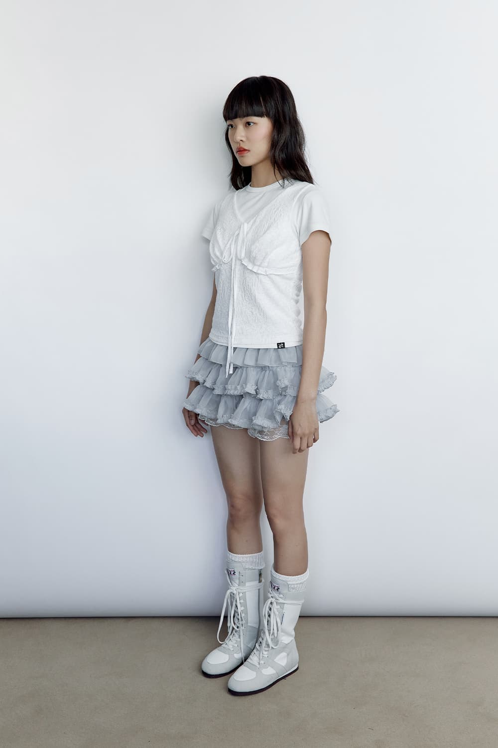 러프넥 튜튜 스커트 팬츠 그레이 상품이미지3