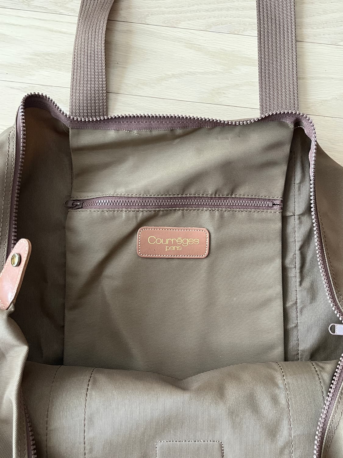 90s Courreges 꾸레쥬 코튼 쇼퍼백 카멜 상품이미지4