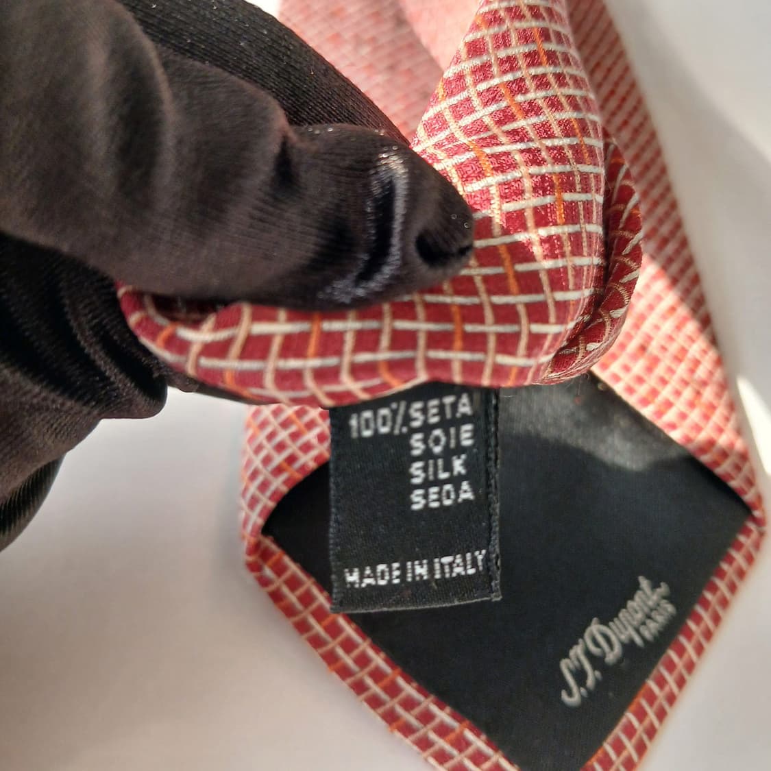 에스.티. 듀퐁 실크 오렌지 패턴 넥타이 8.5cm A등급 E825 상품이미지10