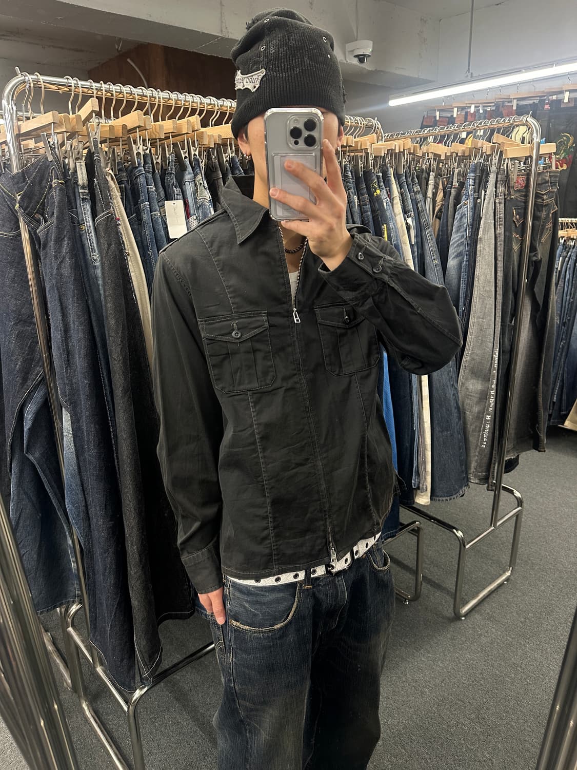 XL) 재패니즈 빈티지 블랙 집업 자켓 상품이미지1