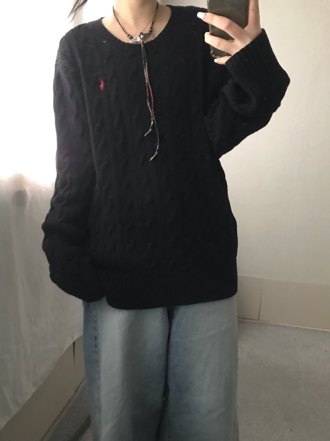 폴로 블랙 케이블 니트 상품이미지2