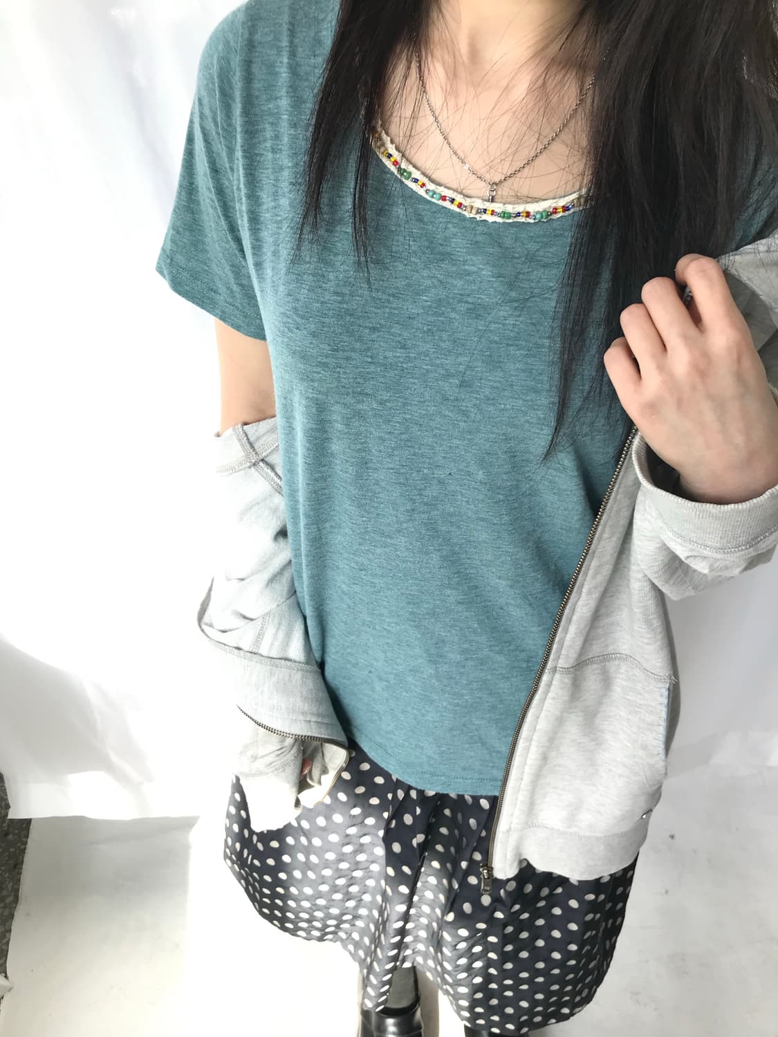 블루 비즈 티셔츠 상품이미지2