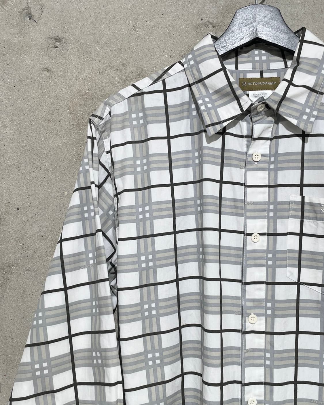 옥토퍼스 아미 로고 싱글 포켓 체크 코튼 셔츠 상품이미지2