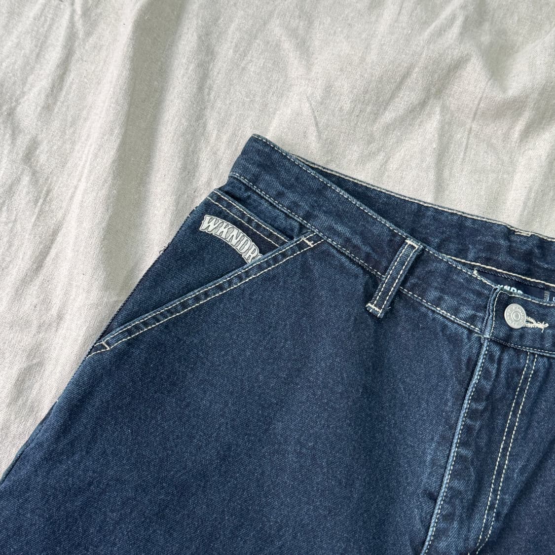 위캔더스 자수 진청 데님팬츠 L 상품이미지2