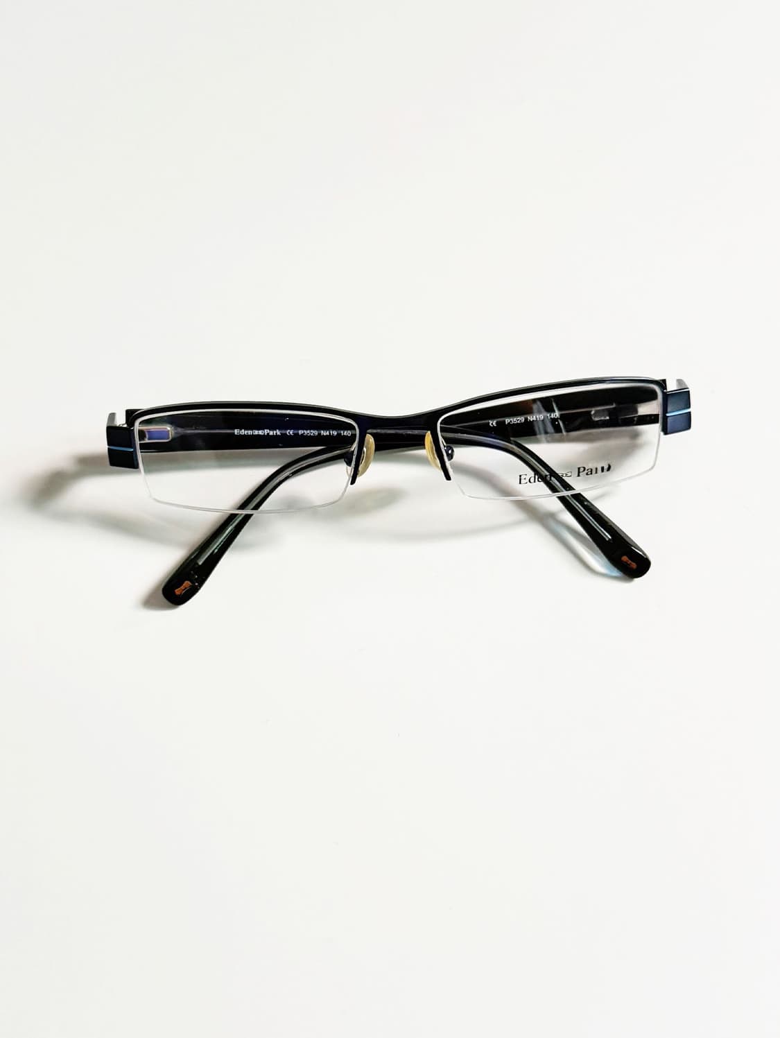 90s EDEN PARK 네이비 스퀘어 메탈 반무테 빈티지 안경 상품이미지2