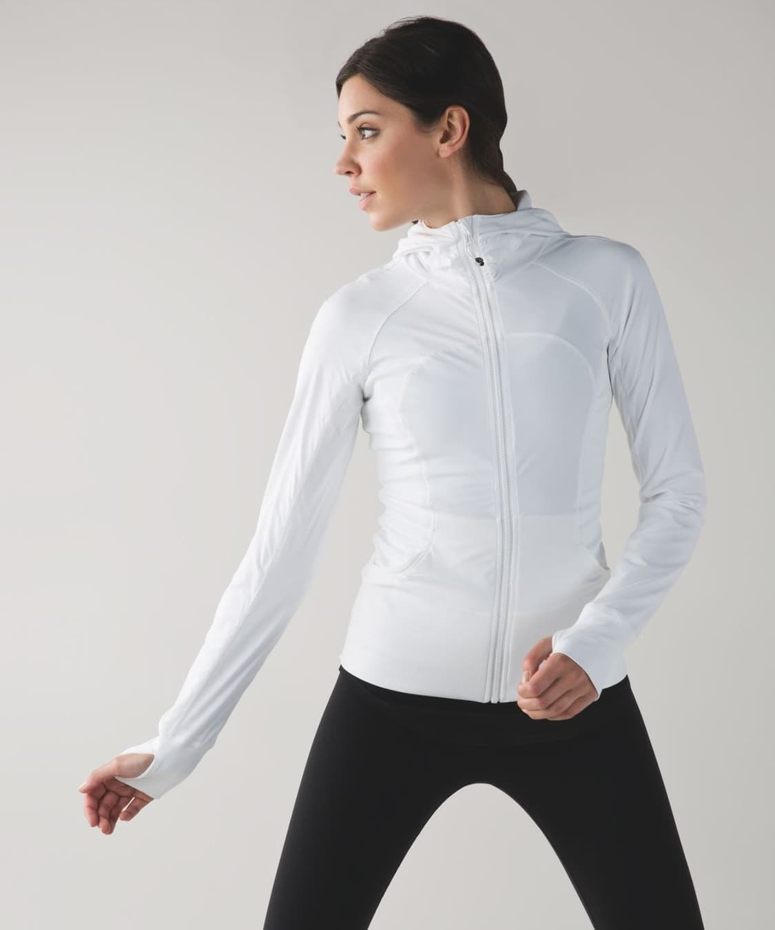 룰루레몬 뒷면 셔링 후드 집업 자켓 화이트 상품이미지1