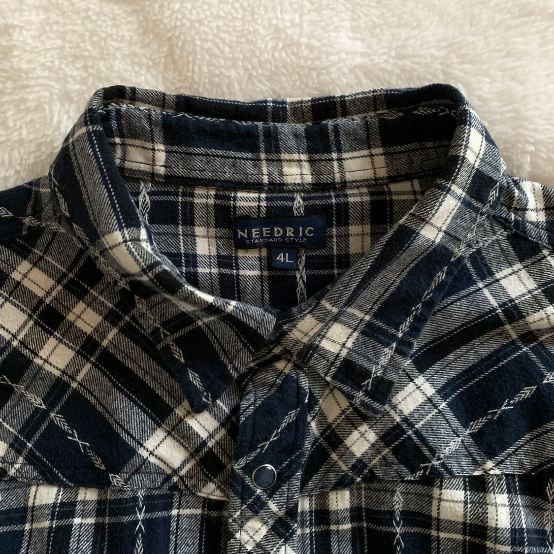 일본 빈티지 NEEDRIC 에스닉 체크 셔츠 상품이미지5