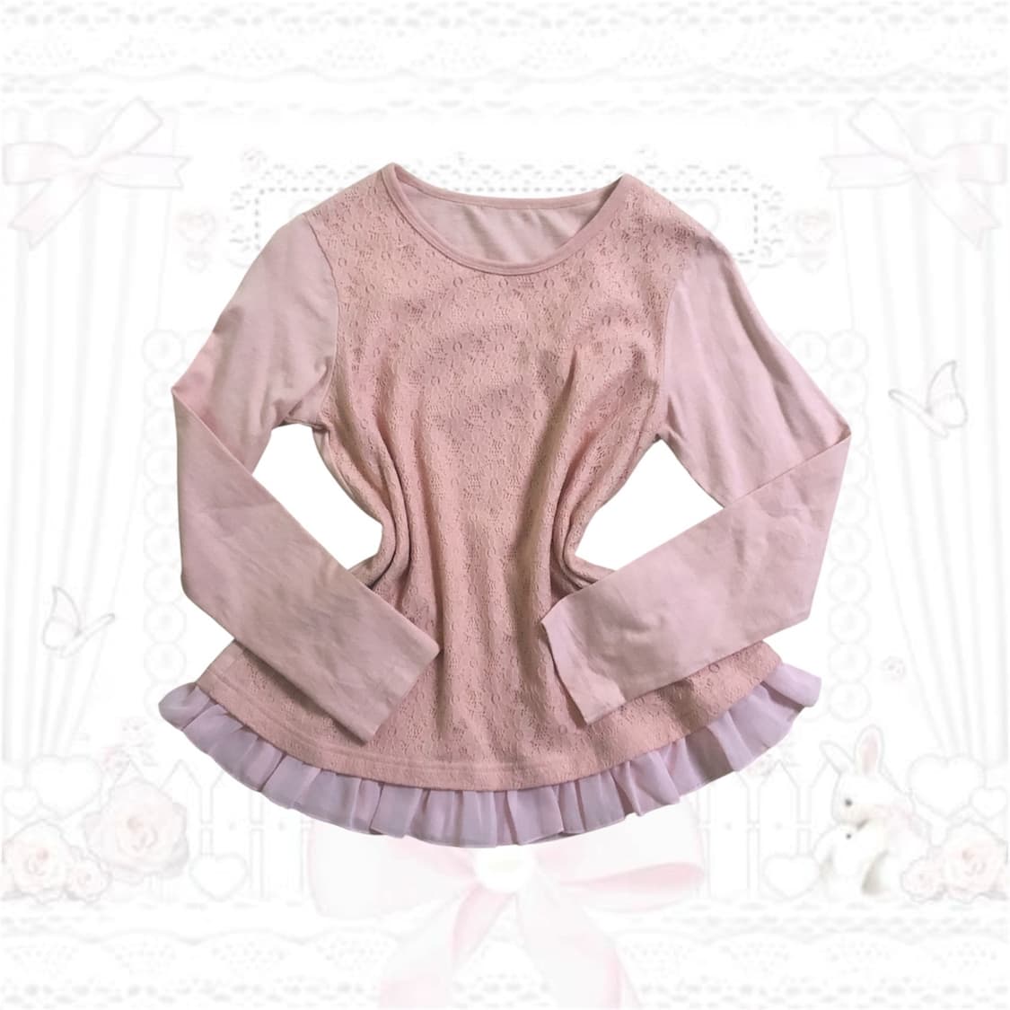 일본빈티지 핑크 벚꽃 긴팔 히메갸루 라떼갸루 모리걸 상품이미지2