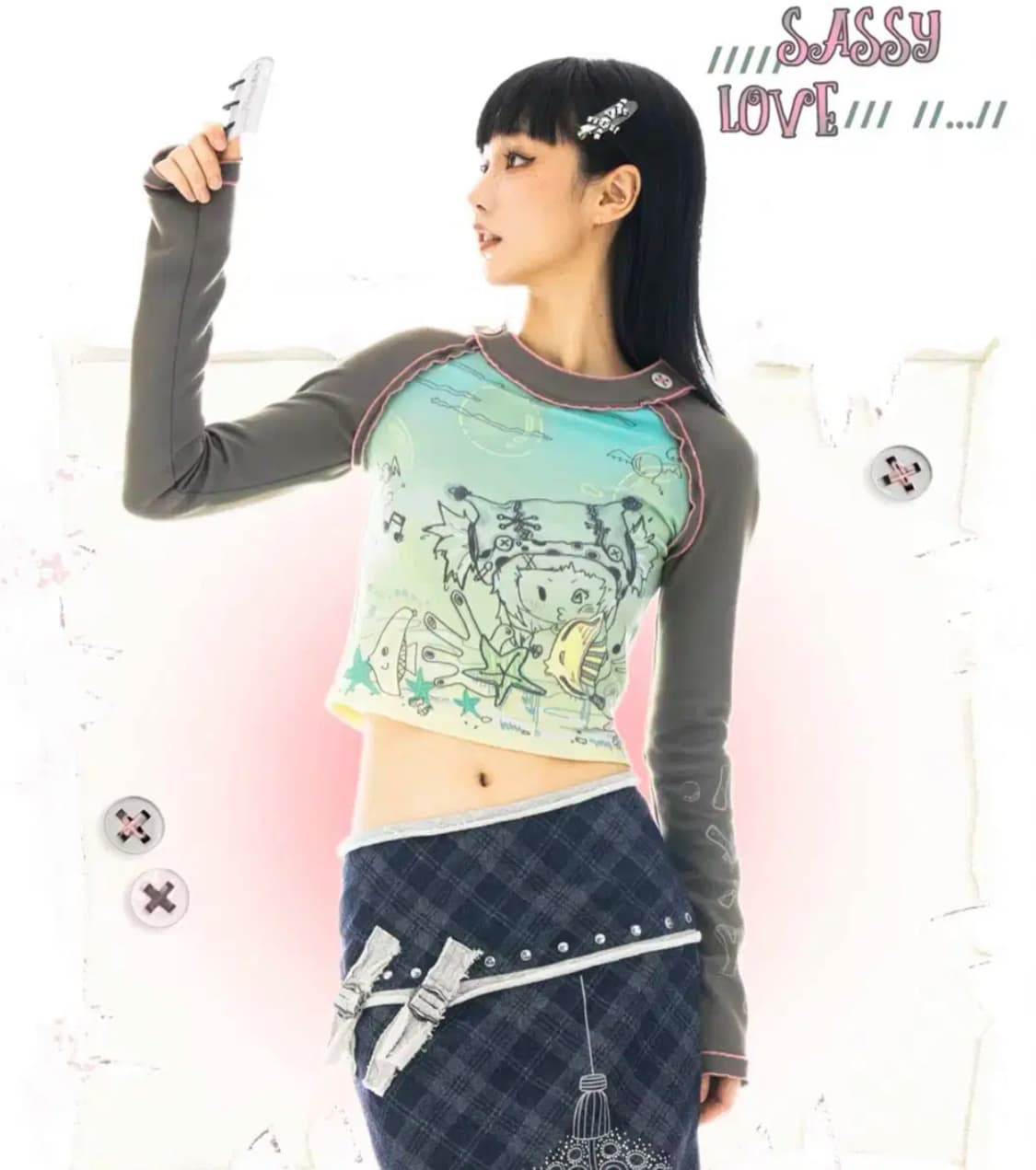 eyeellike sassylove 22AW 오리지널 숏긴팔티셔츠  상품이미지1