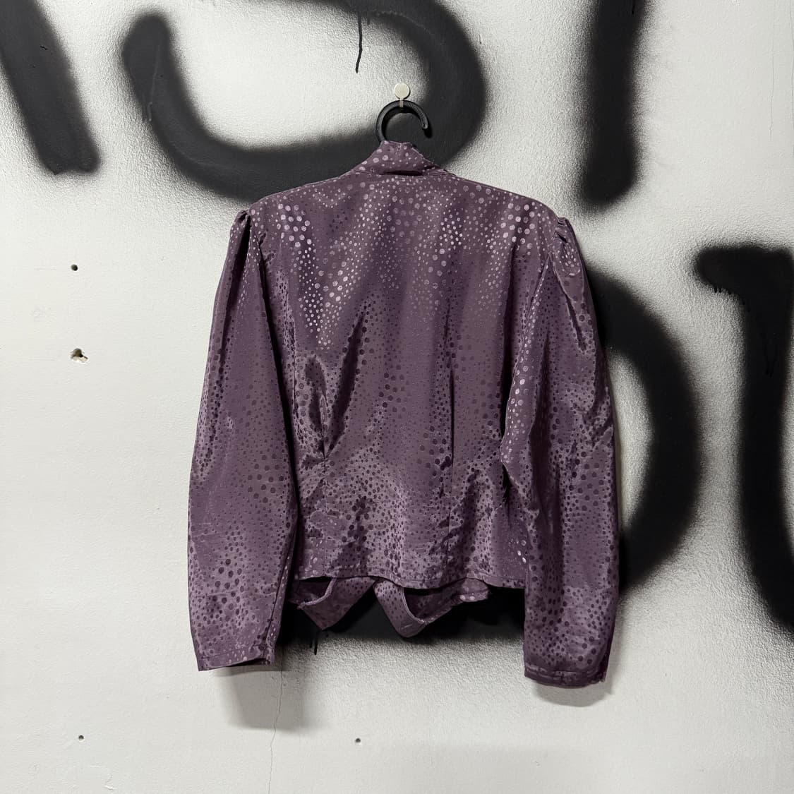 VTG 빈티지 새틴 퍼플 레오파드 패턴 벌룬 언발 블라우스 상품이미지2