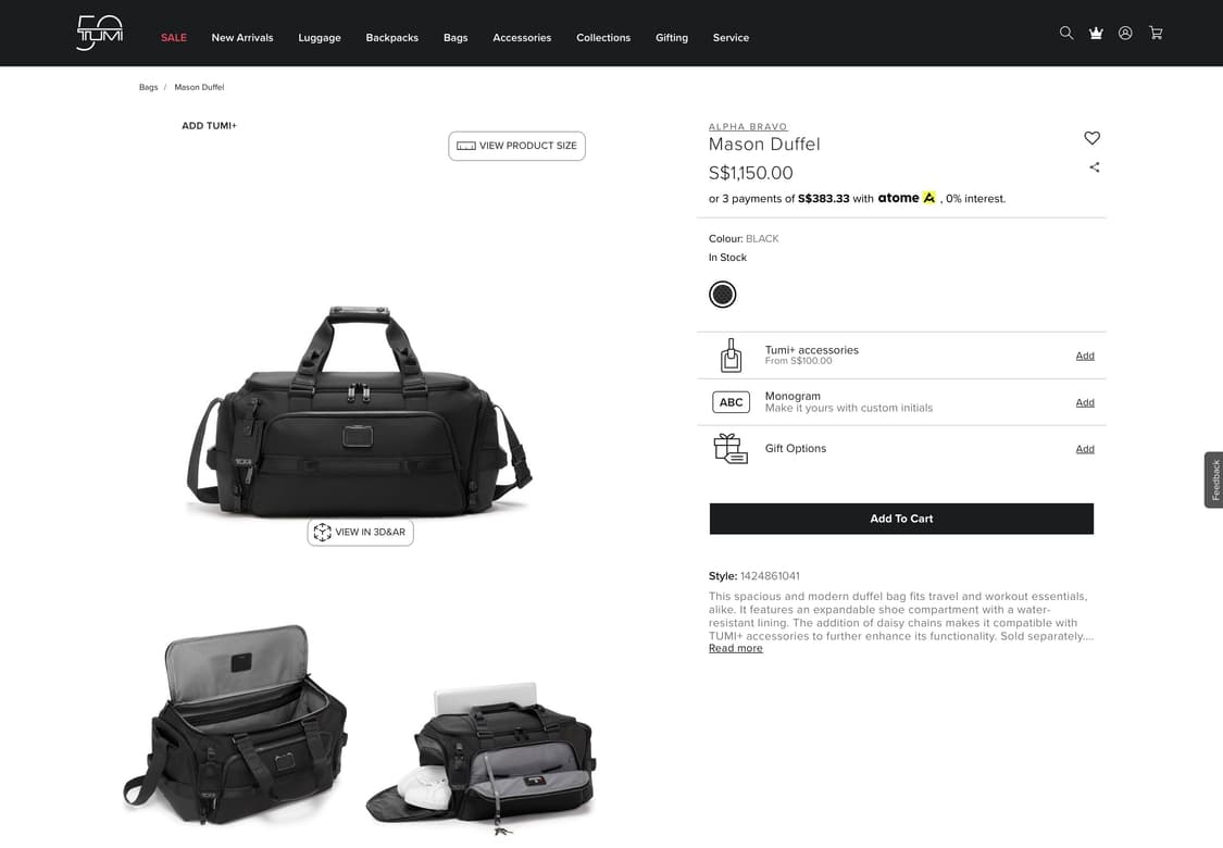 [새상품] 투미 손흥민 친필 싸인 / 메이슨 더플백 블랙 / 전국 1명  상품이미지10