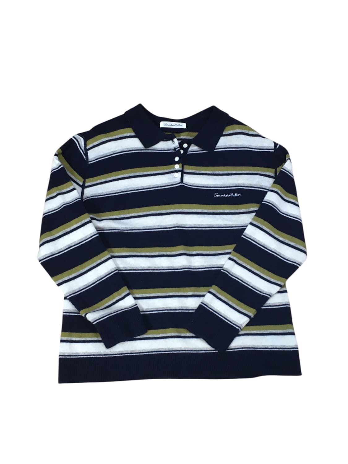 썸웨어버터 스트라이프 니트 네이비 상품이미지1