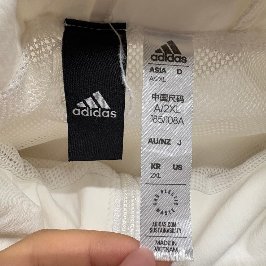 [정품/2xl,110] 아디다스 화이트 바람막이 자켓 b17 상품이미지7