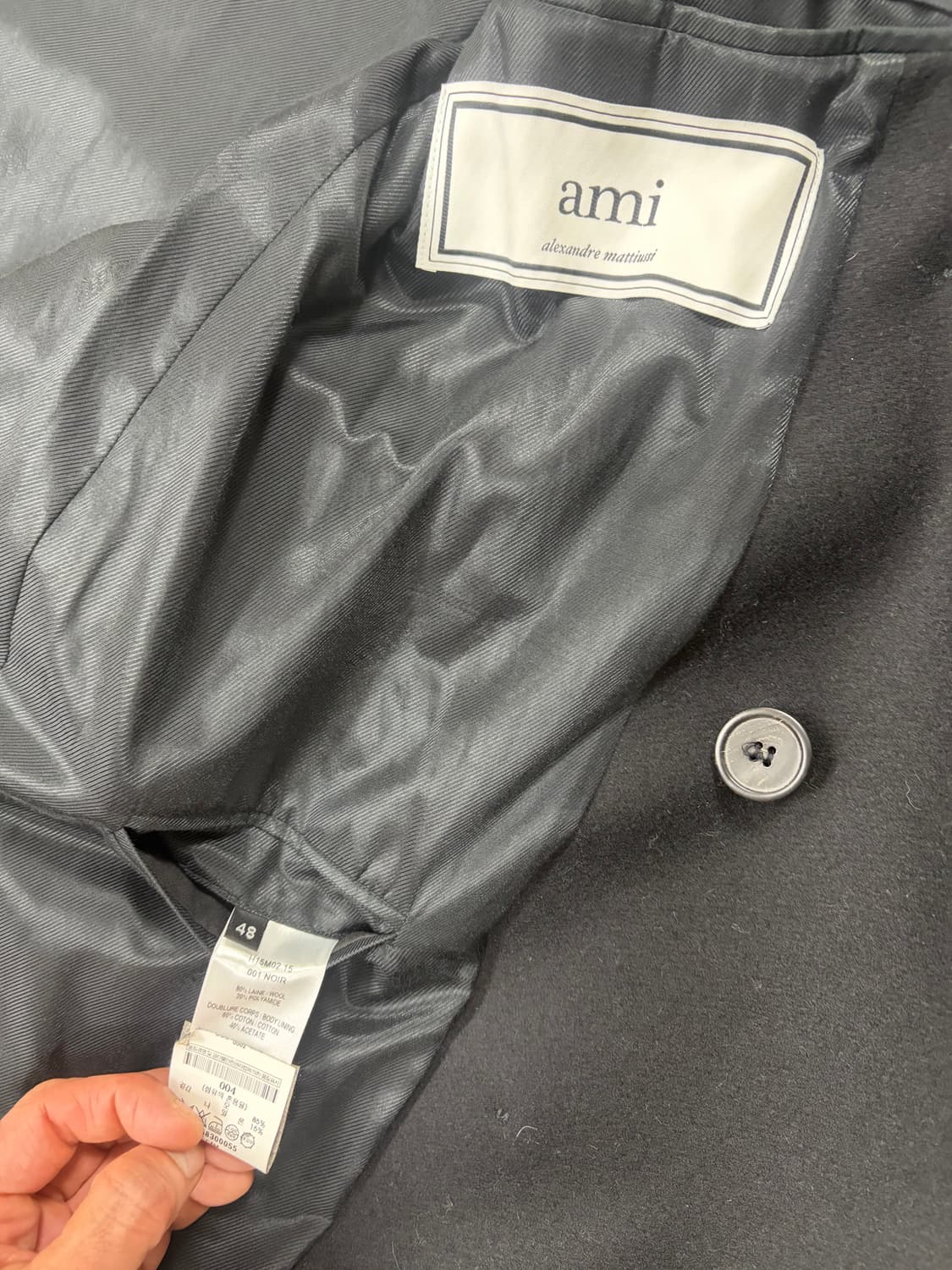 AMI 블랙 더블 코트 48사이즈 상품이미지7